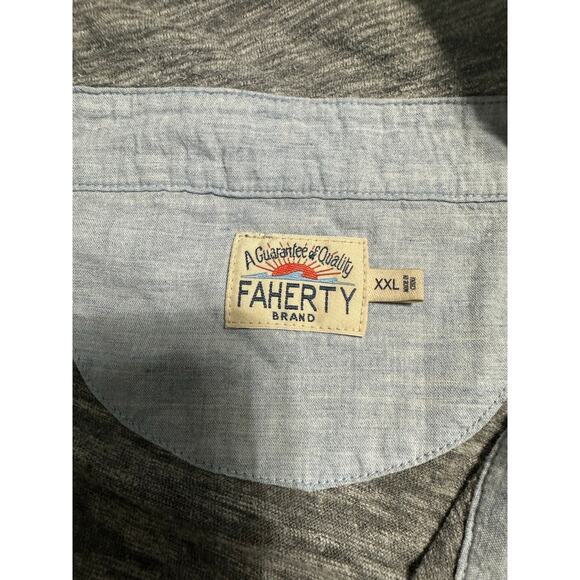 Faherty Polo Golf Shirt Men's Size XXL Big Heathered Gray Short Sleeve - Picture 4 of 7
